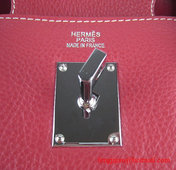 Hermes Birkin 42cm Togo Leather Bag 6109 Red silver padlock Hermes Birkin 42cm Togo Leather Bag 6109 Red silver padlock